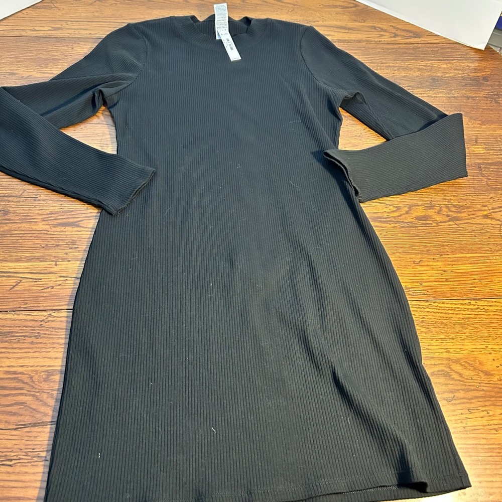 Victoria's‎ Secret PINK Ribbed Knit Long Sleeve Mini Dress Black XL NWT